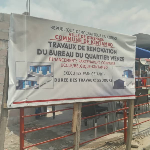 Kinshasa : Modernisation en cours du bureau du quartier Wenze à 65 % d’exécution