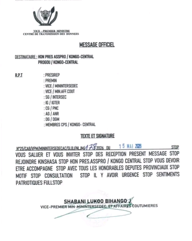 Kongo-Central : le président de l’Assemblée provinciale et les députés provinciaux convoqués en urgence à Kinshasa 3 950168