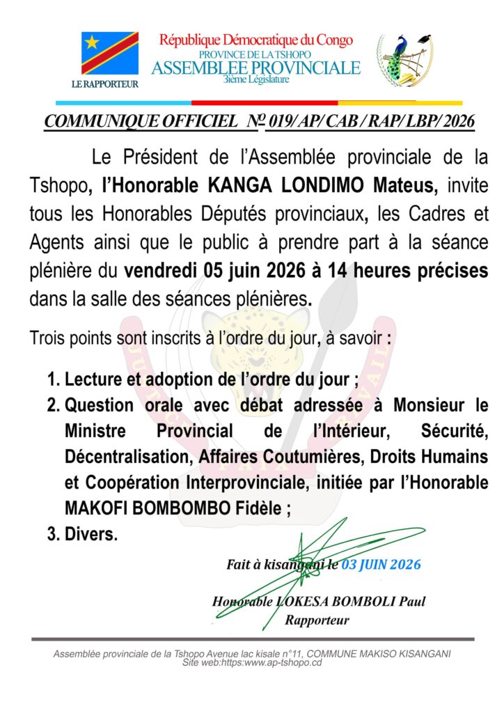 Kisangani : sécurité, décentralisation et droits humains au cœur d’une question orale adressée au gouvernement provincial 3 1043488